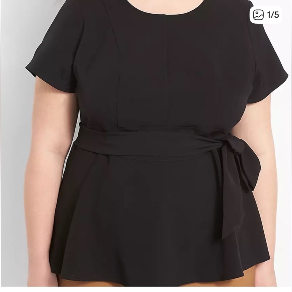 Lane Bryant Elegant Black Peplum Blouse